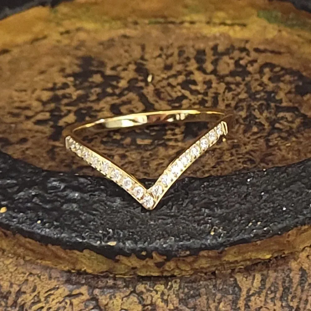 Women's Gold Dainty Chevron Promise Ring - Promise Ring For Girls
